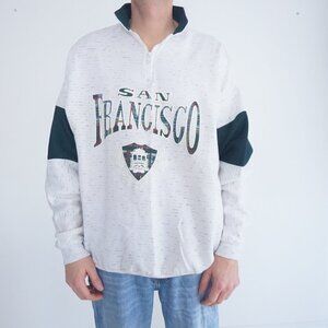 Vintage San Francisco Quarter Zip Puff Print Pullover Sweater 2XL